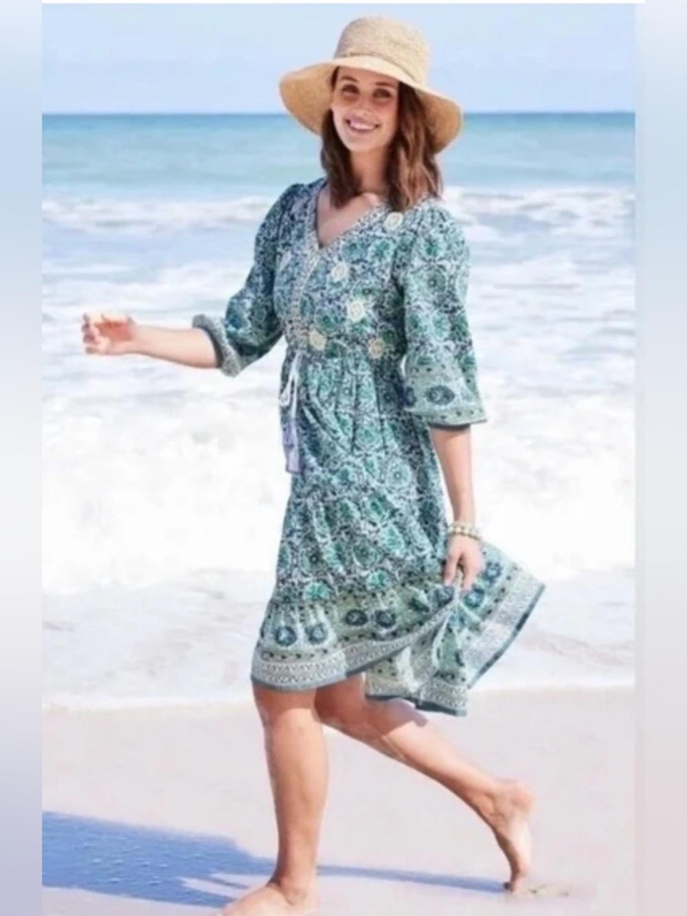 Soft surroundings Nerissas Style dress size S NWT Blue Beach Resort vacation,